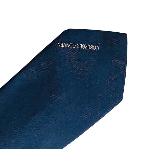 COBURGER CONVENT Rosemarie Feld Kraeatten-Krefeld Navy Blue 100% Silk Tie 59" - Picture 3 of 7